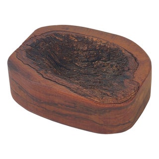 Vintage Brutalist Wooden and Bark Trinket Tray by Alexandre Noll, 1970s For Sale