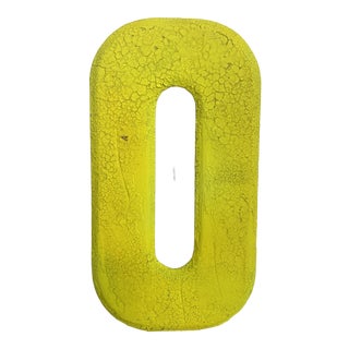Vintage 1960’s Rustic Neon Yellow “O” Sign Beveled Letter For Sale