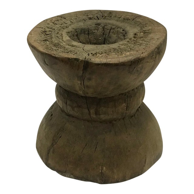 Vintage Mid Century Modern Solid Wood Rice Grinder For Sale