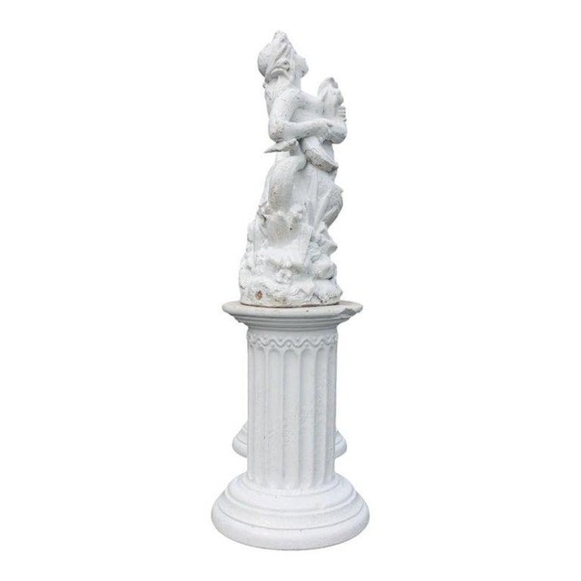Neoclassical Pair of Antique Classical Figural Terra Cotta Sculptures on Stands C1890 For Sale - Image 3 of 6