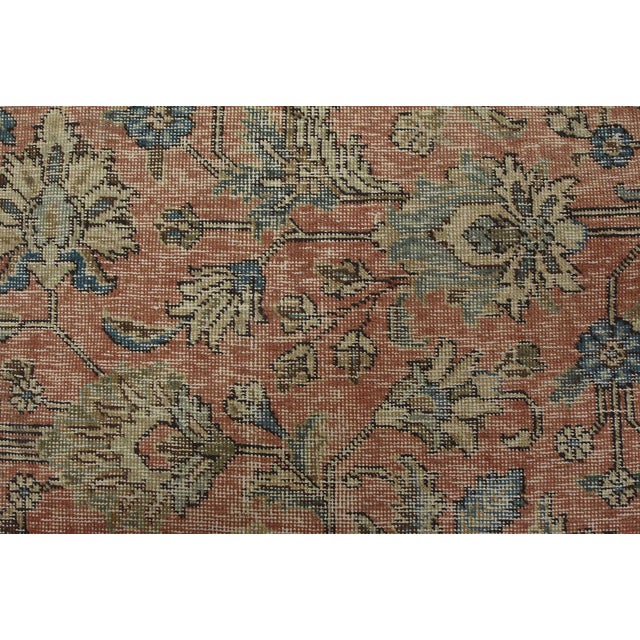 Tabriz Rug 8’8” X 11’7” Pink Wool Vintage Distressed Hand-Knotted Carpet For Sale - Image 10 of 15