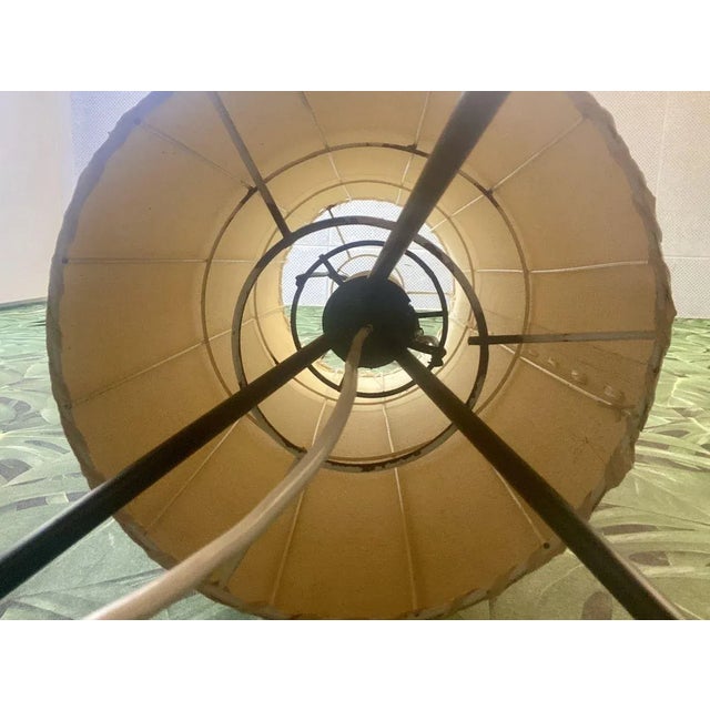 Metal German Tripod Floor Lamp with Parchment Shade, 1950 For Sale - Image 7 of 17