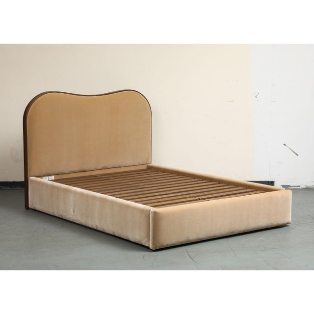 Contemporary Camel Brown Upholstered Queen Bed Frame With Storage Drawer For Sale - Image 3 of 15