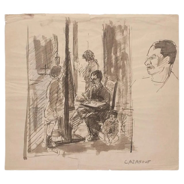 Raymond Cazanove, Painter, Watercolor, Mid-20th Century For Sale