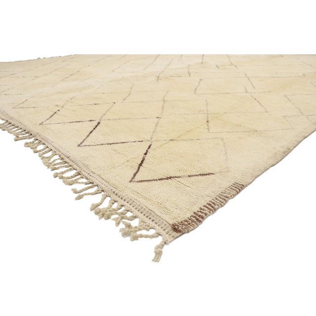 21148 Contemporary Beni Mrirt Moroccan Rug, 11'05 x 14'06. The Ethereal Trace: A Modern Beni Mrirt Moroccan Masterpiece of...