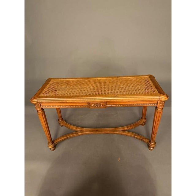 19th Century French Louis XVI Style Carved Walnut and Cane Bench, Circa 1880 For Sale In Indianapolis - Image 6 of 13