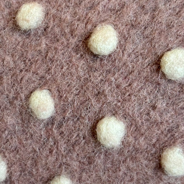 Mushroom Ottoman in Petal Pink Wool Dot For Sale - Image 10 of 10