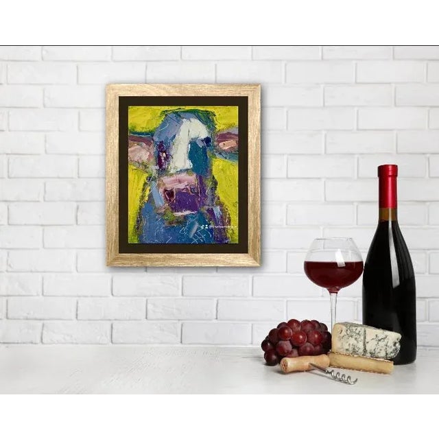 Abstract Cow (Yellow and Purple) Oil Painting For Sale In Reno/Lake Tahoe - Image 6 of 6