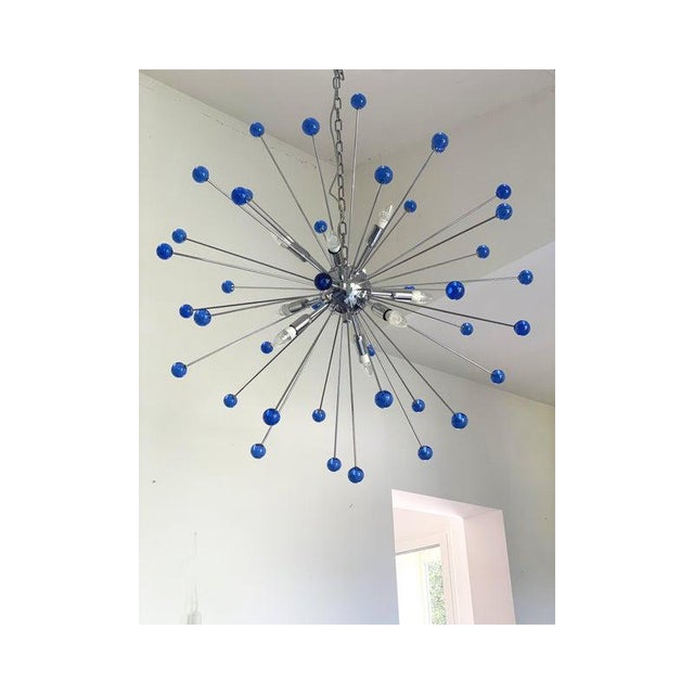 Blue Star Murano Glass Sputnik Chandelier by SimoEng For Sale - Image 13 of 14