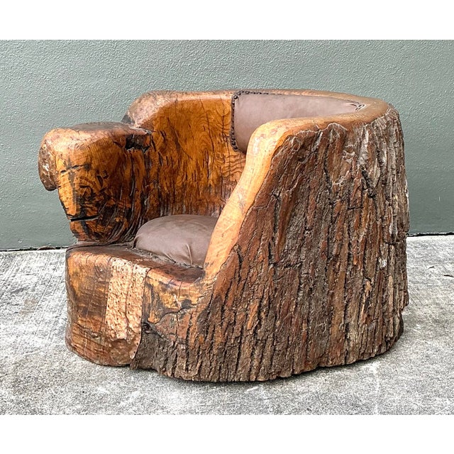Vintage Tree Trunk Barrel Chair For Sale - Image 9 of 12
