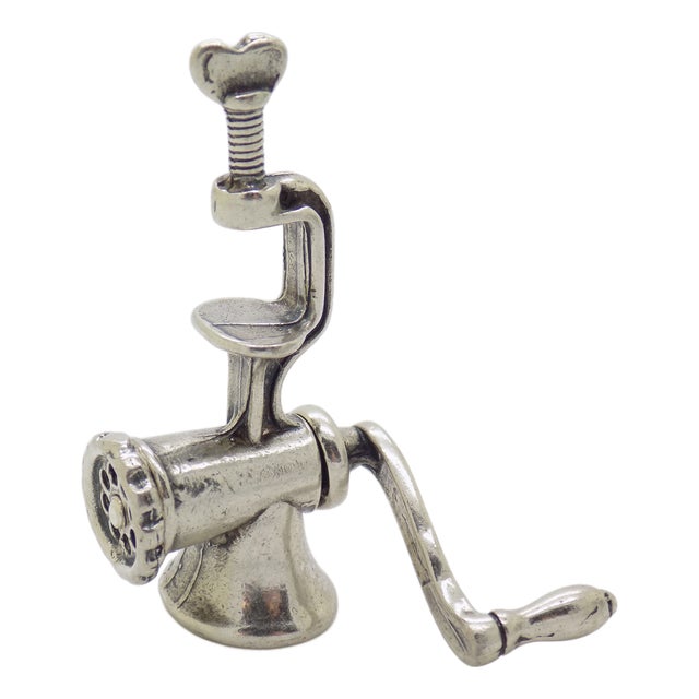 Vintage Italian Handmade Genuine Silver Tomato Press Machine Figurine, 1980s For Sale