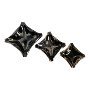 Mid Century Modern 1950's Black & Gold Stackable Ashtrays -Set of 3