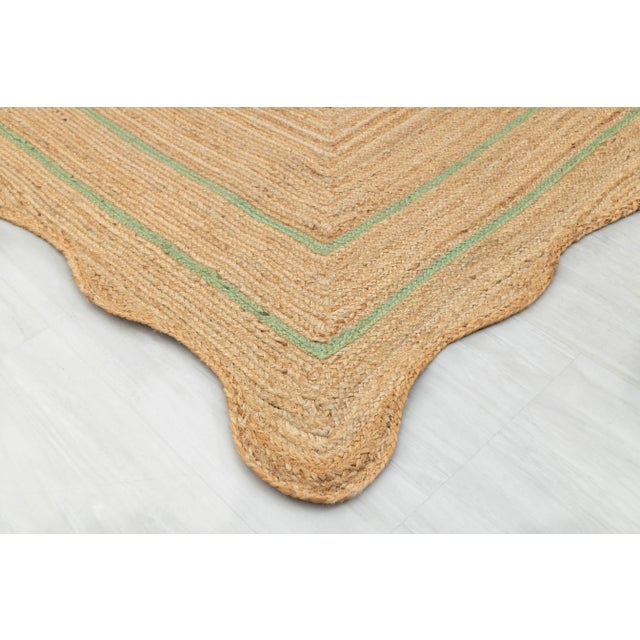 Textile Olive Natural Jute Wave Scallop Rug 3x5 Ft. For Sale - Image 7 of 12