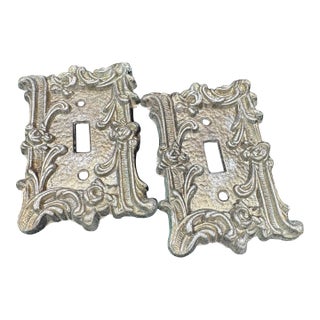 Mid Century Brass Light Switch Plates Hollywood Glam 1967 Set of 2 For Sale