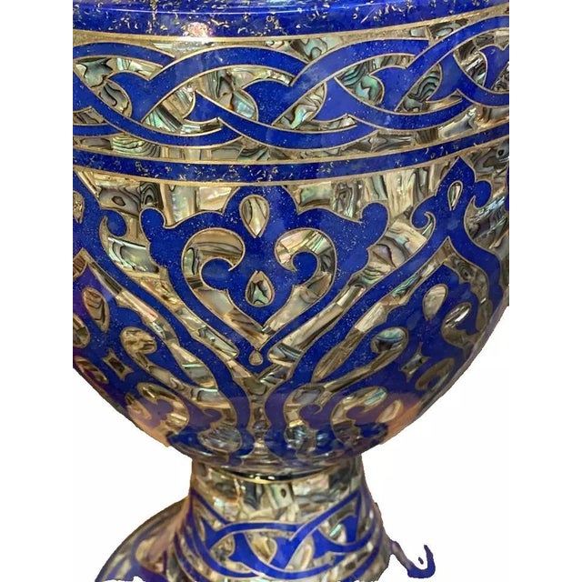 Mother of Pearl Wooden Vase 24” – Handmade Decor For Sale - Image 6 of 8
