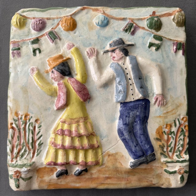 Ceramic Vintage Hanging Plaque with Flamenco Motif, 1960s For Sale - Image 7 of 7