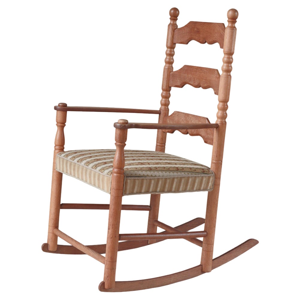 Folk Art Oakwood Rocking Chair by Hans Dau, Denmark, 1930s | Chairish