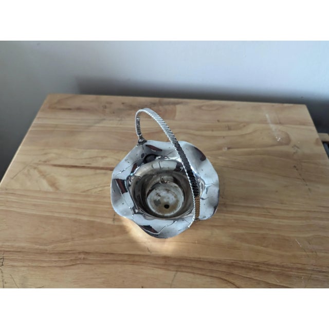 Mid 20th Century Silver Plated Basket With Articulating Handle For Sale - Image 4 of 4
