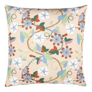 The House Of Scalamandré Morning Glory Square Pillow In Peach For Sale