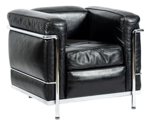 Authentic Cassina Lc2 Black Leather Petit Lounge Chair by Le Corbusier, 4x Avail