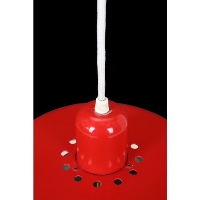 Red Space Age Danish Go-Go Pendant Lamp attributed to Dan Heersø for Vitrika, 1970s For Sale - Image 8 of 16