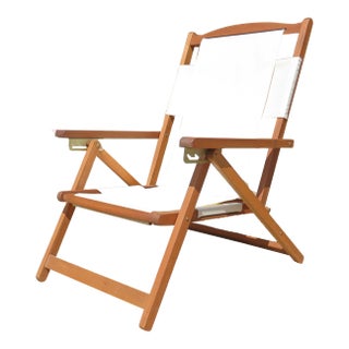 Coastal Chic Adjustable & Folding Canvas Deck / Beach Chair For Sale