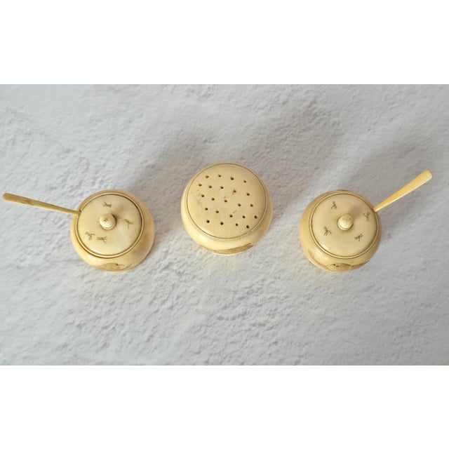 Rare Japanese Meiji Ivory Three-Piece Set With Monkeys For Sale - Image 11 of 13