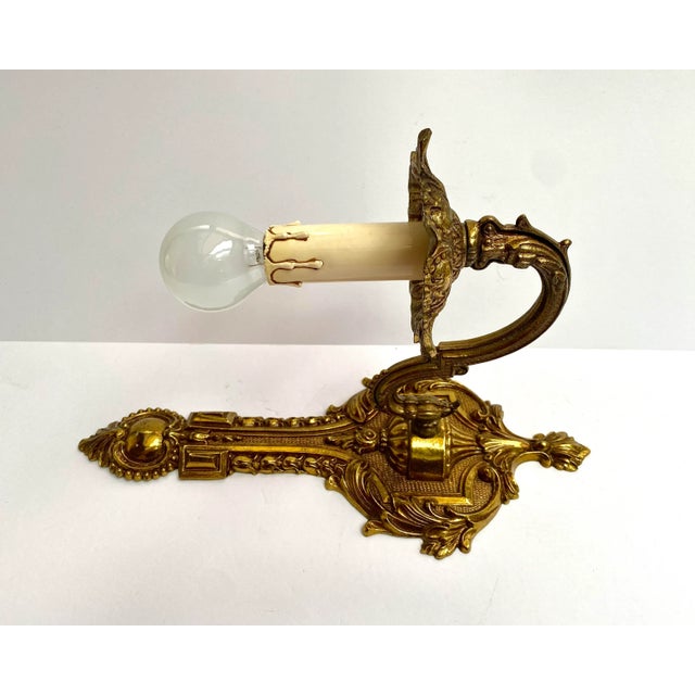 1920s Vintage French Wall Sconces in Gilt Brass, 1930s, Set of 2 For Sale - Image 5 of 11