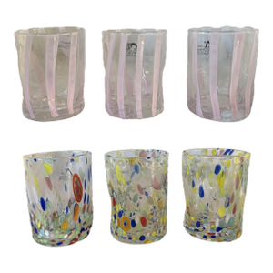 Attributed to Murano Glasswear Set by Alessandro Coppola Made in Italy Mix and Match Set of 6 Tumblers