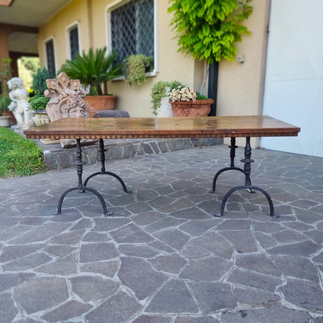 Coffee Table with Walnut Top and Forged Iron Base, 1670 For Sale - Image 11 of 11