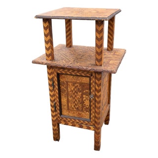 19th or 20th Century American Folk Art Marquetry Etagere Table Stand For Sale