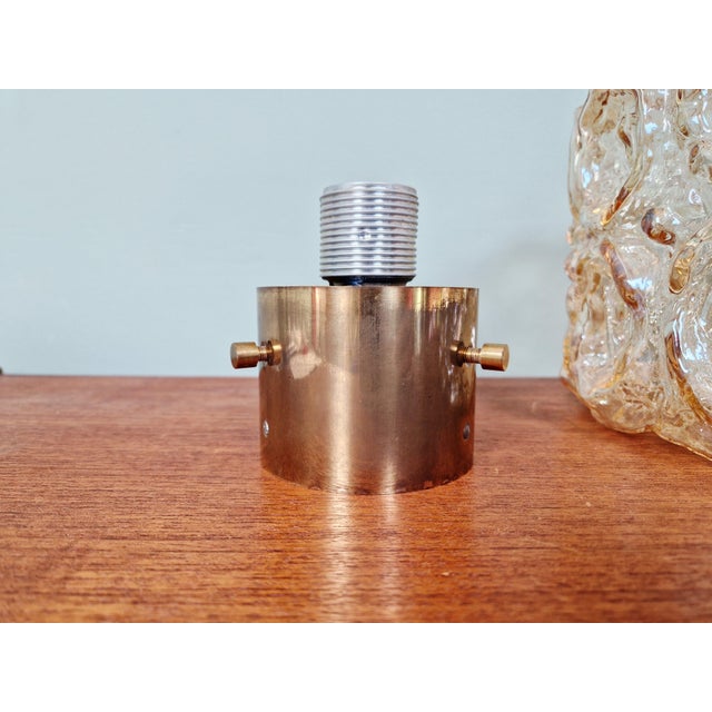 Vintage Ceiling Light in Brass and Textured Amber Glass by Helena Tynell for Glashütte Limburg, 1960s For Sale - Image 14 of 18