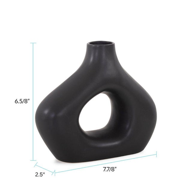 Ceramic Beltram Black Modern Styled Ceramic Open Vase For Sale - Image 7 of 7
