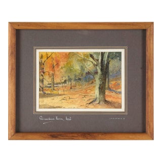 Queensdown Warren, Kent - Autumn Forest Interior Landscape in Watercolor by L B H Cremer For Sale