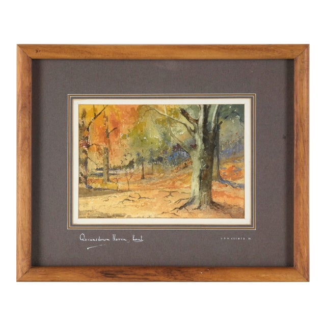 Queensdown Warren, Kent - Autumn Forest Interior Landscape in Watercolor by L B H Cremer For Sale