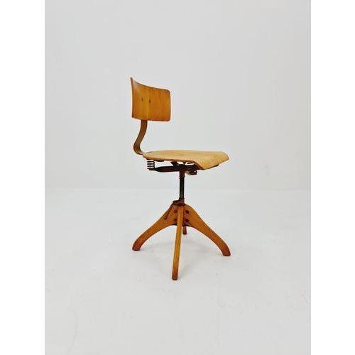 Wood Bauhaus Swivel Office Chair in Wood by Puffdreh Kontorchair, 1930s For Sale - Image 7 of 11