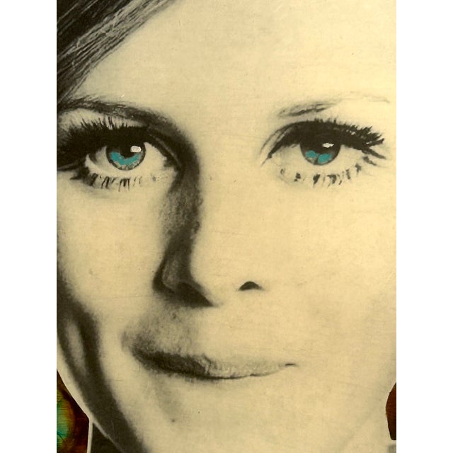 2010s “Twiggy” Mixed Media Pop Art Portrait on Panel, by Laura Van Horne For Sale - Image 5 of 11