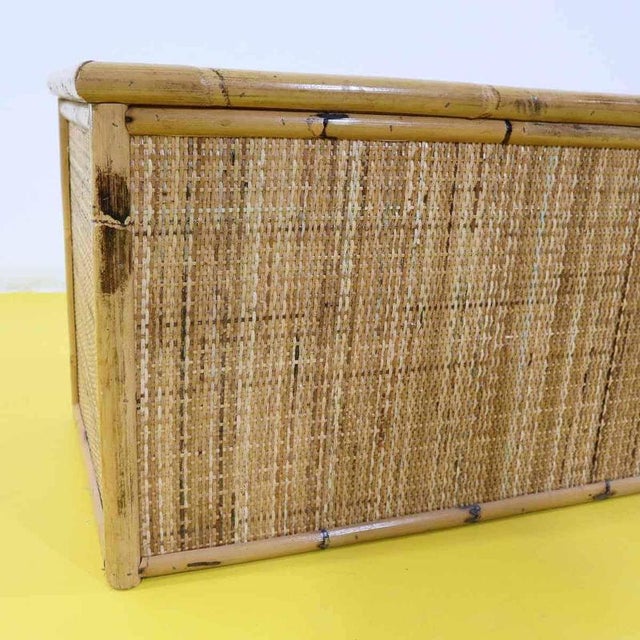 Wood and Bamboo Chest with Woven Storage Cover For Sale - Image 3 of 8