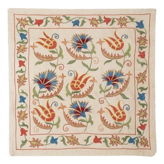 20"x20" 100% Silk Cushion Cover. Embroidered Pillowcase. Modern Lace Pillow For Sale