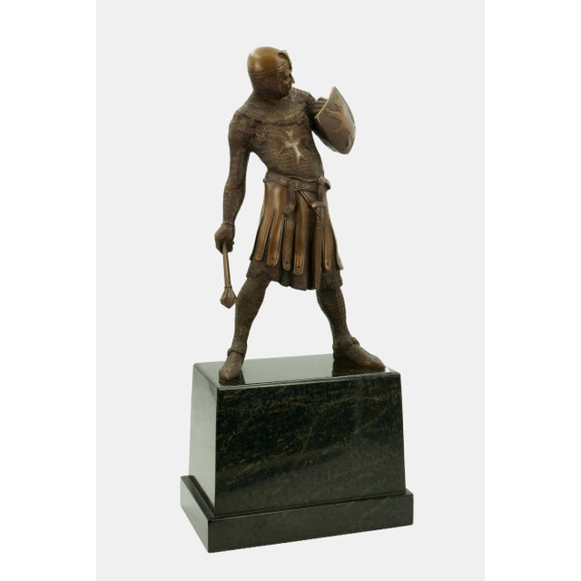 Josef Moest, Crusader with Shield and Mace, 1910, Bronze For Sale - Image 10 of 14