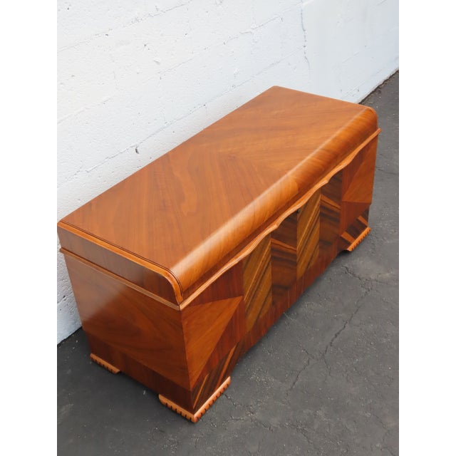 Lane Art Deco Waterfall Inlay Cedar Chest Blanket Trunk 6627 For Sale - Image 11 of 18