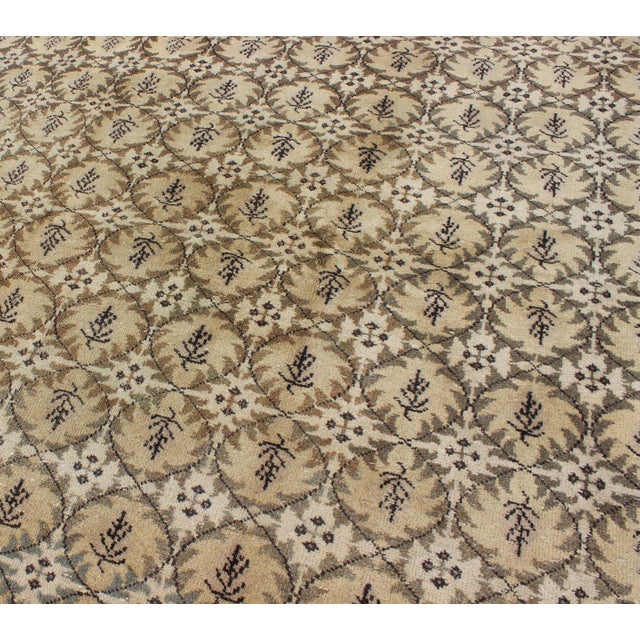 Vintage Art Deco Rug in Beige, Soft Yellow, Brown, and Soft Gray Tones For Sale - Image 10 of 11