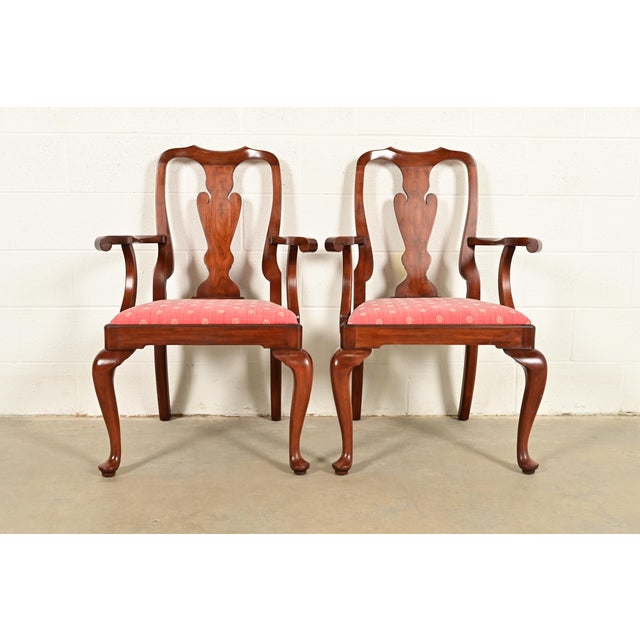 Henkel Harris Queen Anne Solid Cherry Wood Armchairs, Pair For Sale - Image 15 of 15