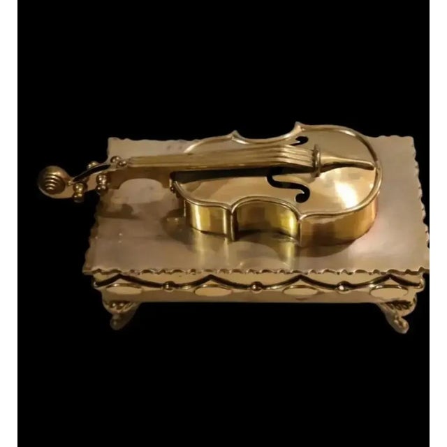 Vintage Large Brass Hinged Violin Storage Box For Sale - Image 12 of 12