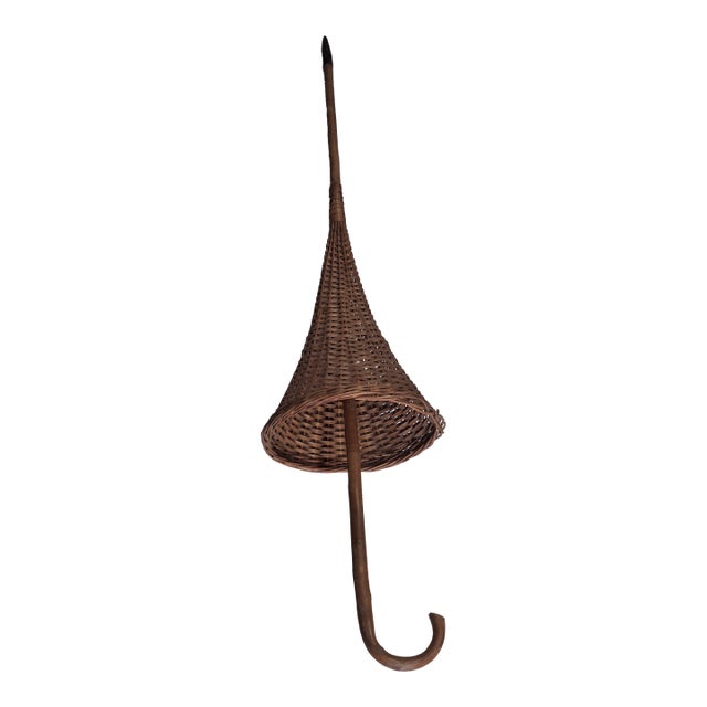 Mid-20th Century European Wicker Umbrella Stand, Likely French or Italian 46'' Tall For Sale