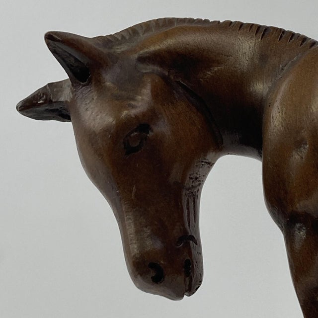 Vintage Grand Wood Mahogany 4.5" Carved Arabian Horse Colt Filly Foal 3d Equine Art For Sale - Image 10 of 11