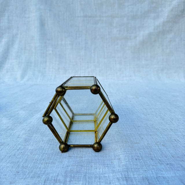 Mid 20th Century Small Glass and Brass Shelf Miniature For Sale - Image 5 of 6