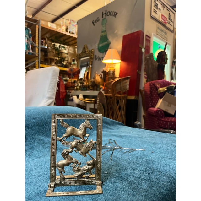 1970s 1970s Brass Equestrian Bookend With Greek Key Accents For Sale - Image 5 of 8