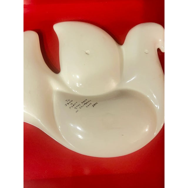 Ceramic Pop Art Peace White Ceramic Candy Dish Catchall For Sale - Image 7 of 9