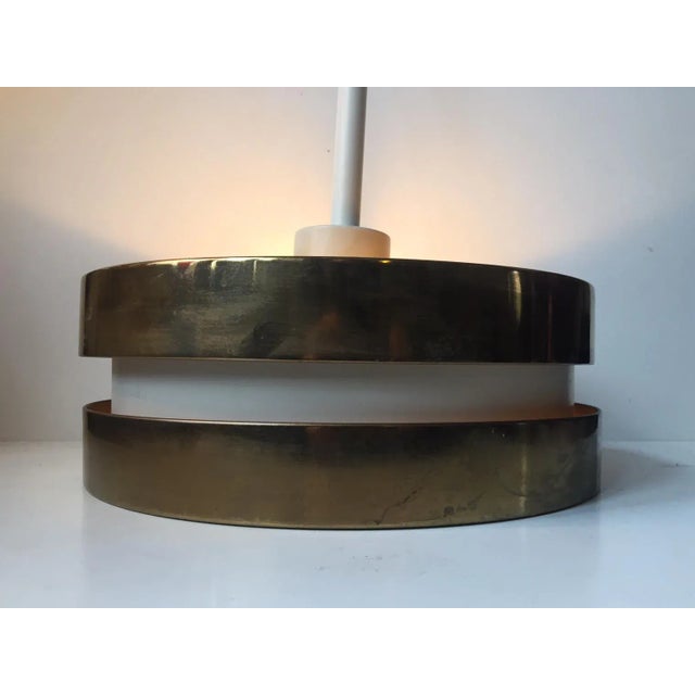 Brass & Crystal Pendant Lamp by Jo Hammerborg for Orno, 1960s For Sale - Image 6 of 7